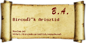 Bircsák Arisztid névjegykártya
